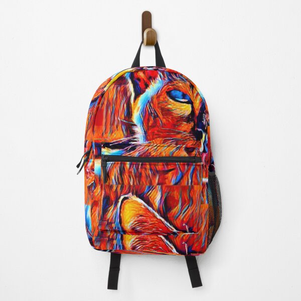 Item preview, Siamese cat face in the sun - colorful dark orange, red and cyan designed and sold by NickoPrints.