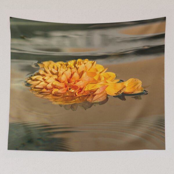 Item preview, Floating Beauty - Hot Orange Chrysanthemum Blossom in Silky Fountain designed and sold by Georgia Mizuleva.