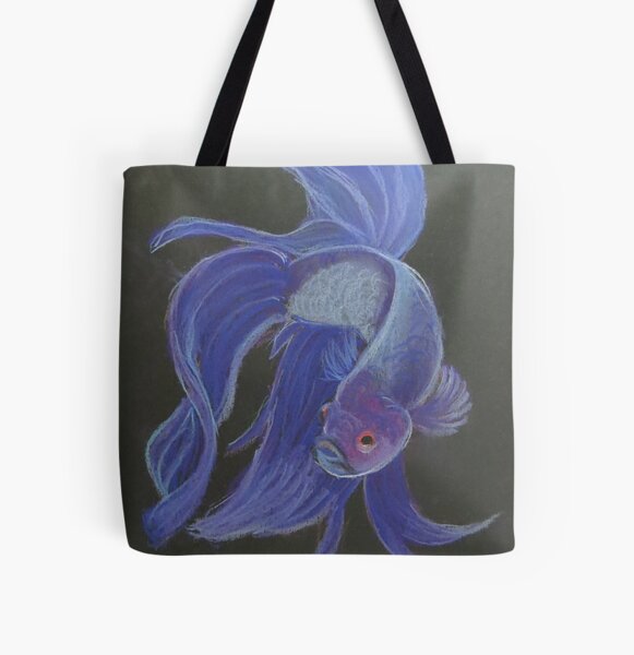 Siamese Fighting Fish Purple All Over Print Tote Bag