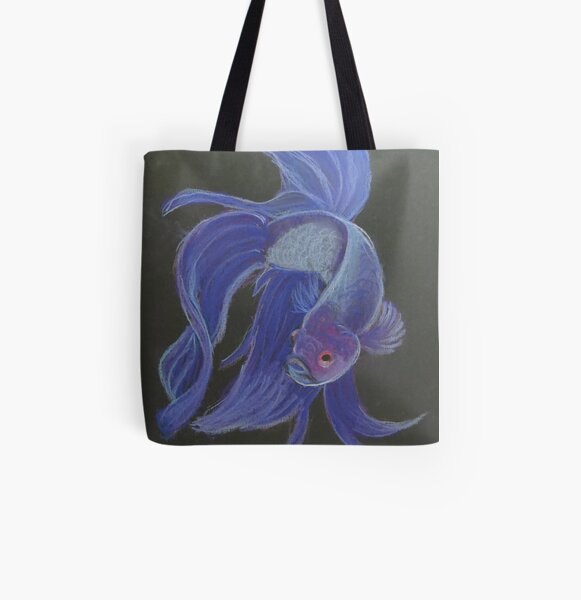 Siamese Fighting Fish Purple All Over Print Tote Bag