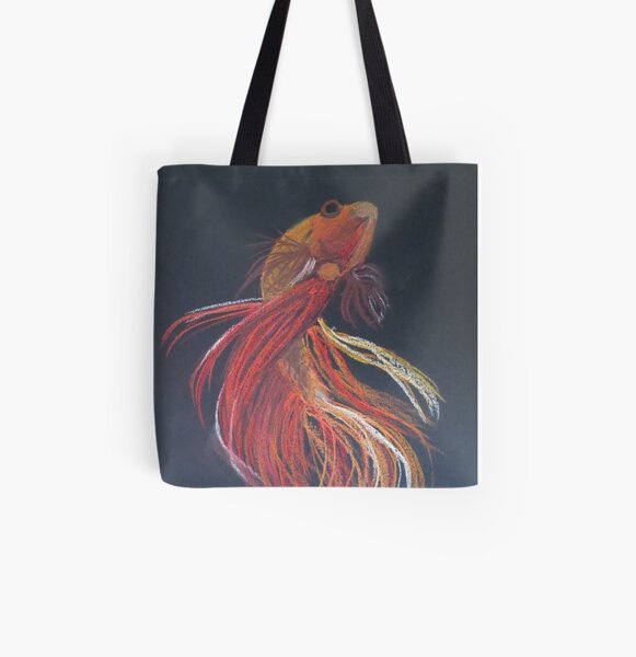 Siamese Fighting Fish Orange. All Over Print Tote Bag
