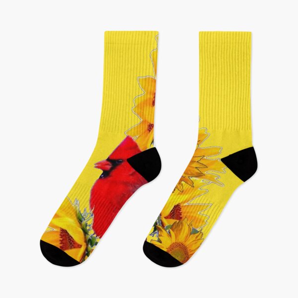 Item preview, AWESOME RED CARDINALE YELLOW SUNFLOWERS ART designed and sold by sharlesart.