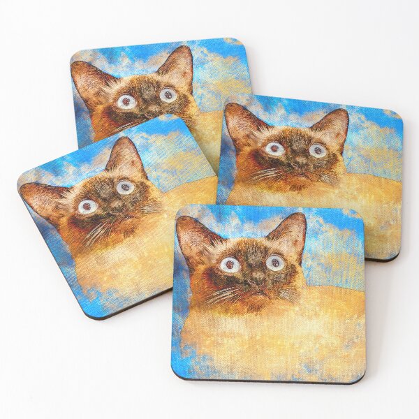 Item preview, Siamese cat with a worried expression - digital painting designed and sold by NickoPrints.