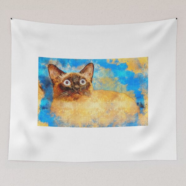 Item preview, Siamese cat with a worried expression - digital painting designed and sold by NickoPrints.