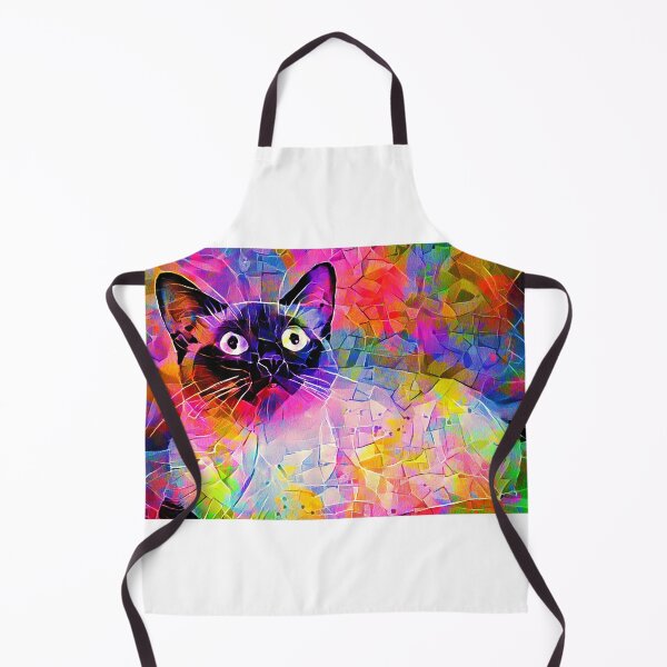 Item preview, Siamese cat with a worried expression - colorful irregular tiles mosaic effect designed and sold by NickoPrints.
