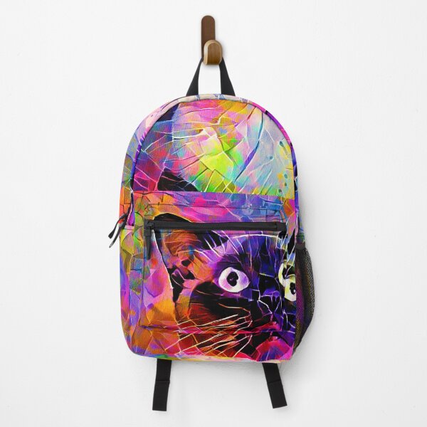 Item preview, Siamese cat with a worried expression - colorful irregular tiles mosaic effect designed and sold by NickoPrints.
