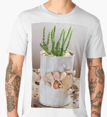 Cactus with seashells pot Men's Premium T-Shirt