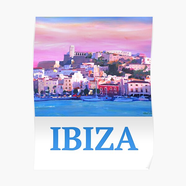 Retro Poster Ibiza Altstadt und Hafen Perle des Mittelmeers Poster