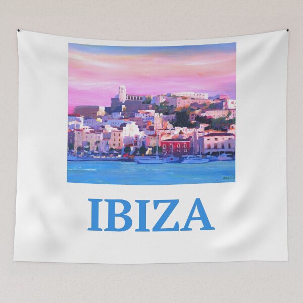 Item preview, Retro poster Ibiza old town and harbor pearl of the Mediterranean designed and sold by artshop77.