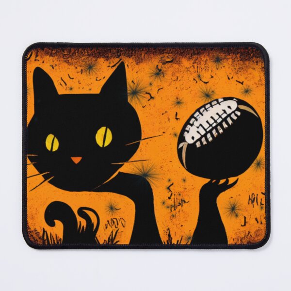 Item preview, Black Halloween cat holds up football designed and sold by RileyKyler.
