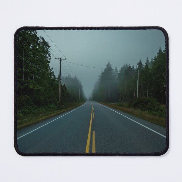 Foggy lonely road in North America Mouse Pad
