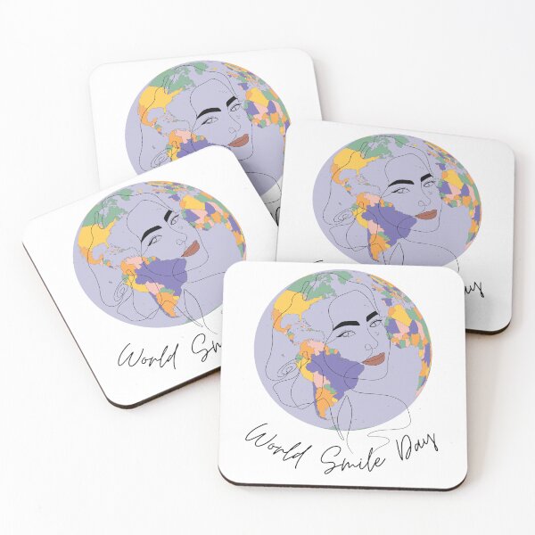 Item preview, World Smile Day.. Colorful planet earth with a simple line drawn face of a smiling woman designed and sold by Wonder & Whimsy.
