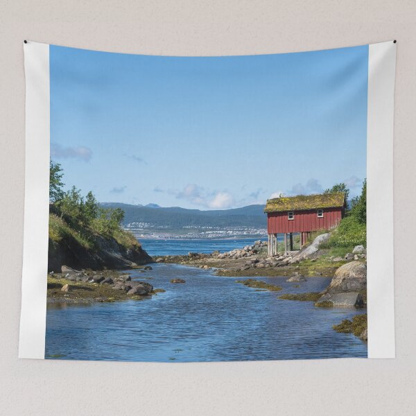 Item preview, Wonderful landscapes in Norway. Nordland. Beautiful scenery of red houses on the coast of the Skjerstad Fjord (vertical) designed and sold by Maurizio Fabbroni.