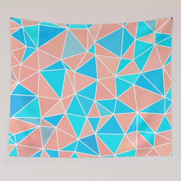 Item preview, Aqua and Peach Geometric Wire-frame Abstract Pattern designed and sold by patternsoup.