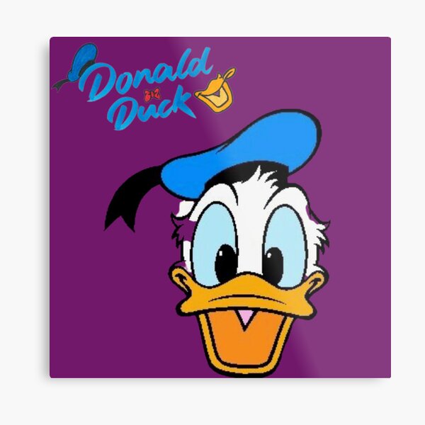 Lámina metálica «Cara feliz del pato Donald, pato Donald, cara del pato