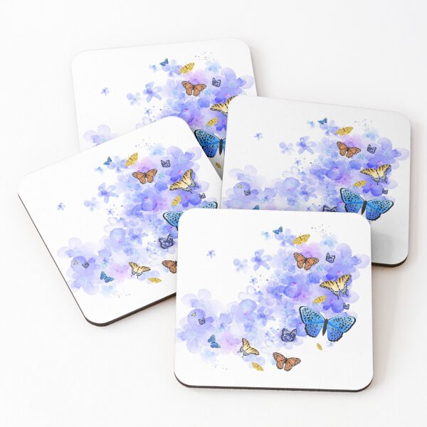 Item preview, Simple pretty butterflies set off against a delicate blue watercolor background designed and sold by ditzy-designs.