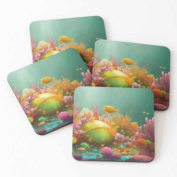 Item preview, Coral Underwater scane with sunken metal Very colorful with fish designed and sold by RileyKyler.