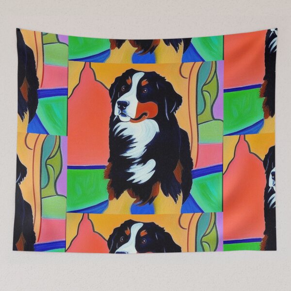 Item preview, Funny Cool Bernese Mountain Dog Cubism Style Art designed and sold by Nature's Fancy.