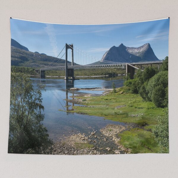Item preview, Wonderful landscapes in Norway. Nordland. Beautiful scenery of Kjerringstraumen Bru (Efjord bridges) on the Efjorden. Another planet background. It is located in Narvik municipality. designed and sold by Maurizio Fabbroni.