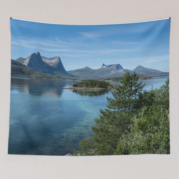 Item preview, Wonderful landscapes in Norway. Nordland. Beautiful scenery of Kjerringstraumen Bru (Efjord bridges) on the Efjorden. Another planet background. It is located in Narvik municipality. designed and sold by Maurizio Fabbroni.