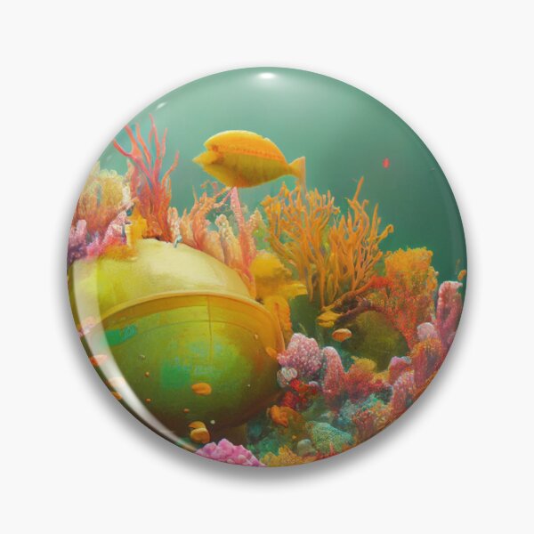 Item preview, Coral Underwater scane with sunken metal Very colorful with fish designed and sold by RileyKyler.