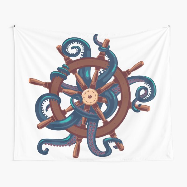 Сaptain Octopus. Vintage print Tapestry