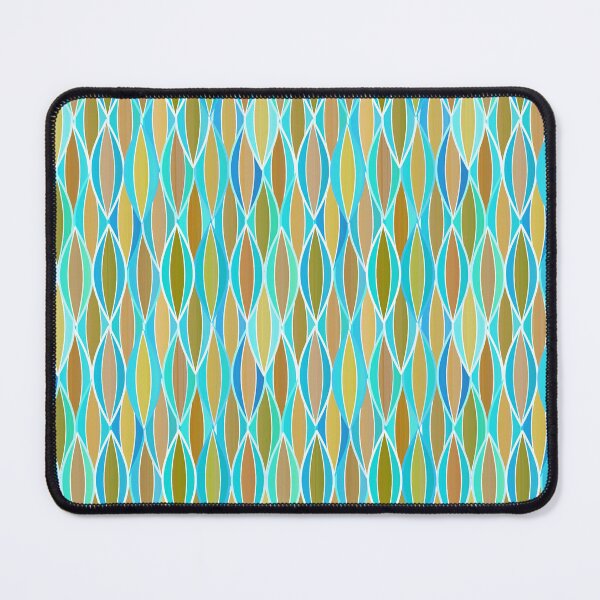 Item preview, Mid-Century Ribbon Print, Blue, Turquoise and Tan designed and sold by Marymarice.