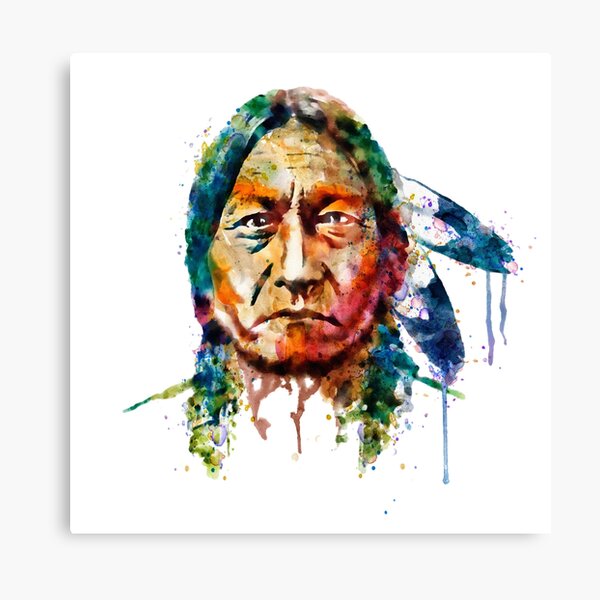 Sitting Bull Watercolor Painting Canvas Print For Sale By   Mp,504x498,matte,f8f8f8,t Pad,600x600,f8f8f8.u2 