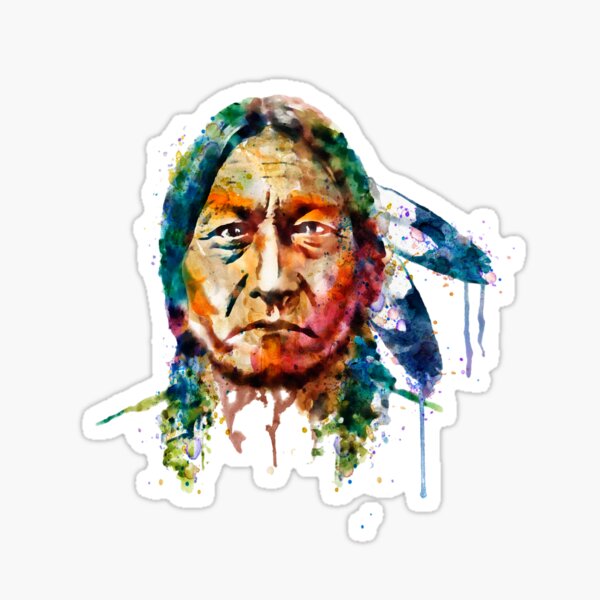 Sitting Bull watercolor painting Sticker
