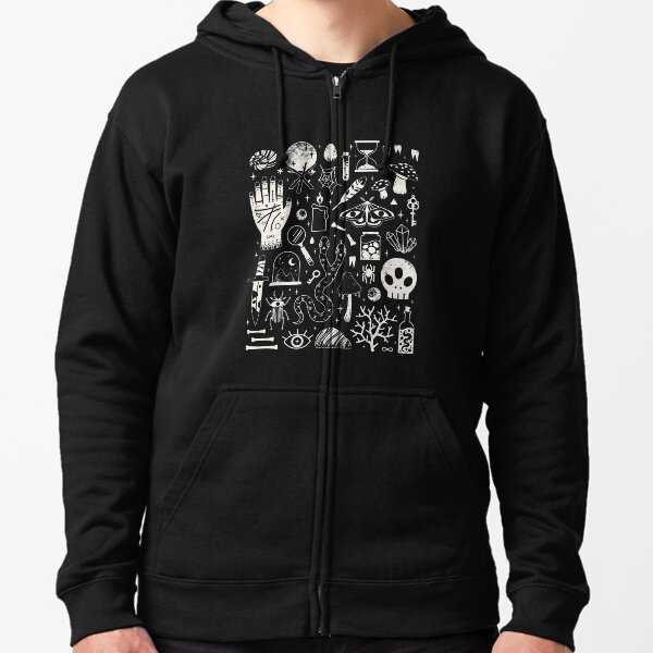 Curiosities: Bone Black Zipped Hoodie