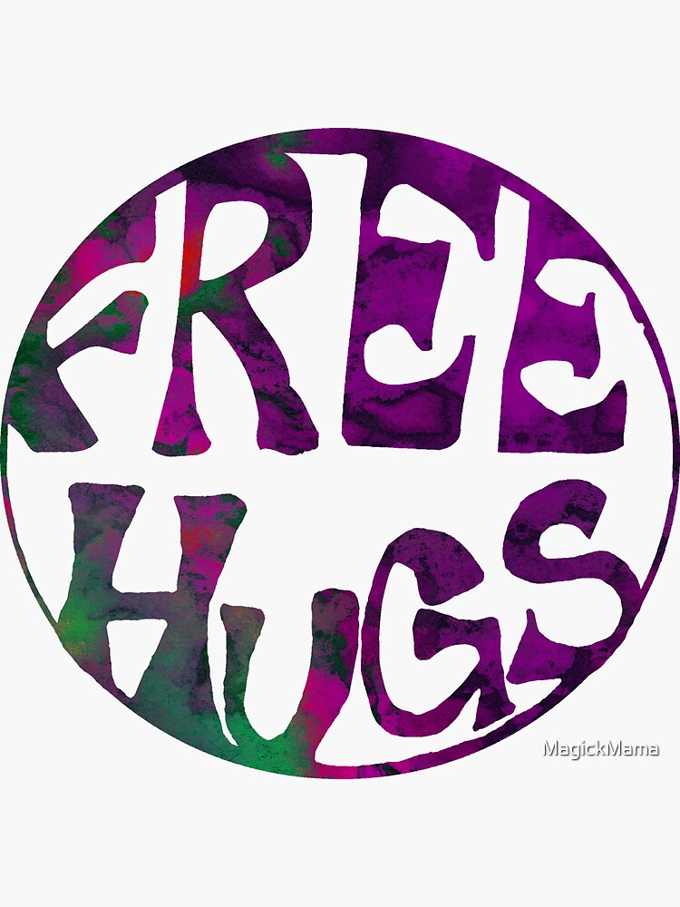 Thumbnail 3 of 3, Sticker, Free Hugs - Pretty in Purple designed and sold by MagickMama.