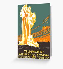 Yellowstone National Park Old Faithful Vintage sticker Greeting Card