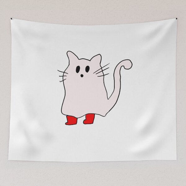 Item preview, Ghost Cat with Red Boots designed and sold by blejsart.