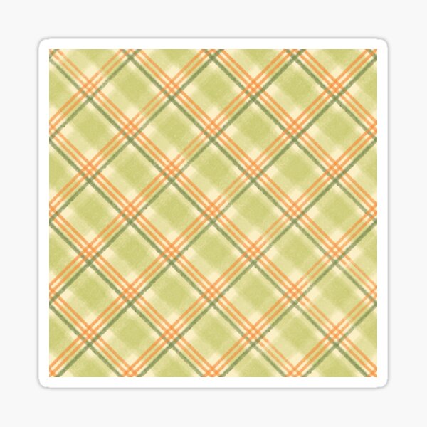 Green and Orange Plaid Pattern Sticker