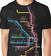 Chicago Trains Map Graphic T-Shirt