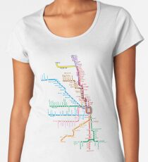 Chicago Züge Karte Frauen Premium T-Shirts