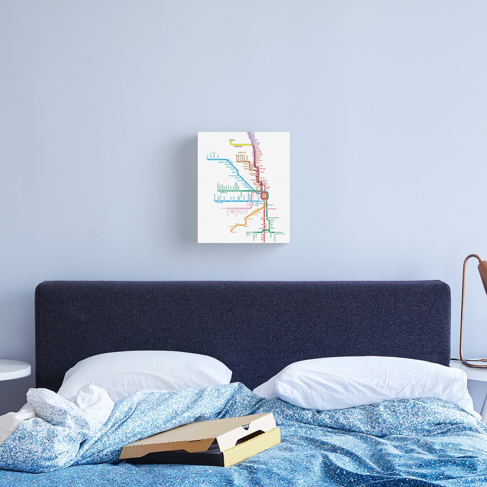 Chicago Trains Map Canvas Print