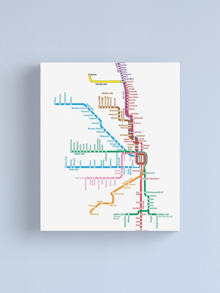 Alternate view of Chicago Trains Map Canvas Print