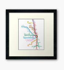 Chicago Trains Map Framed Print