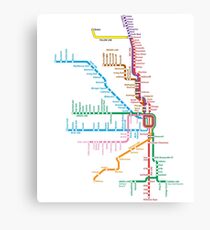 Chicago Trains Map Canvas Print