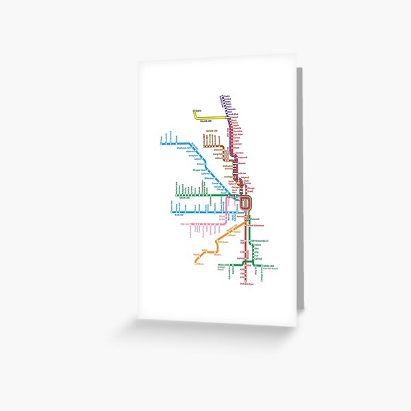 Chicago Trains Map Greeting Card