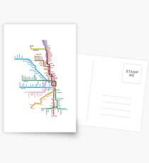 Chicago Trains Map Postcards