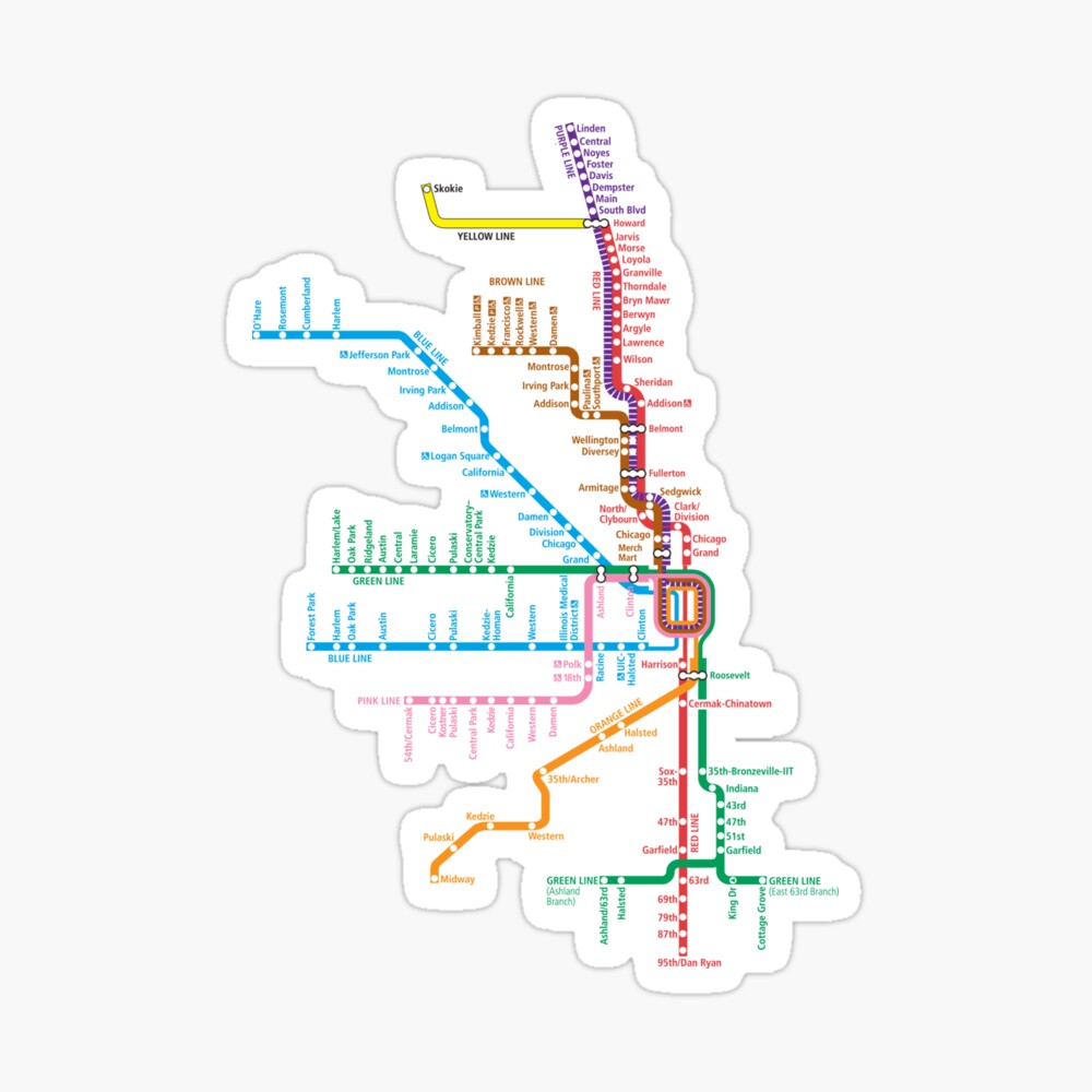Chicago Trains Map Photographic Print
