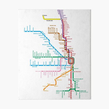 Chicago Trains Map Art Board Print