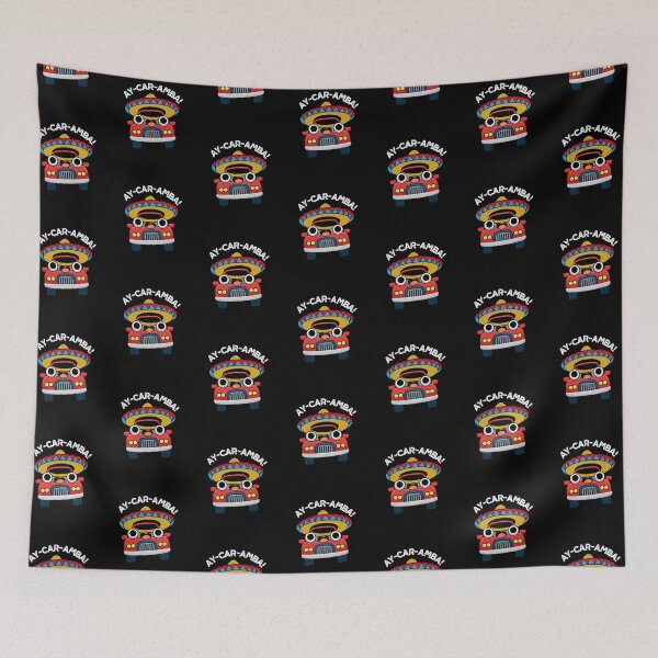 Item preview, Ay-Car-Amba Mexican Funny Car Puns (Dark BG) designed and sold by punnybone.