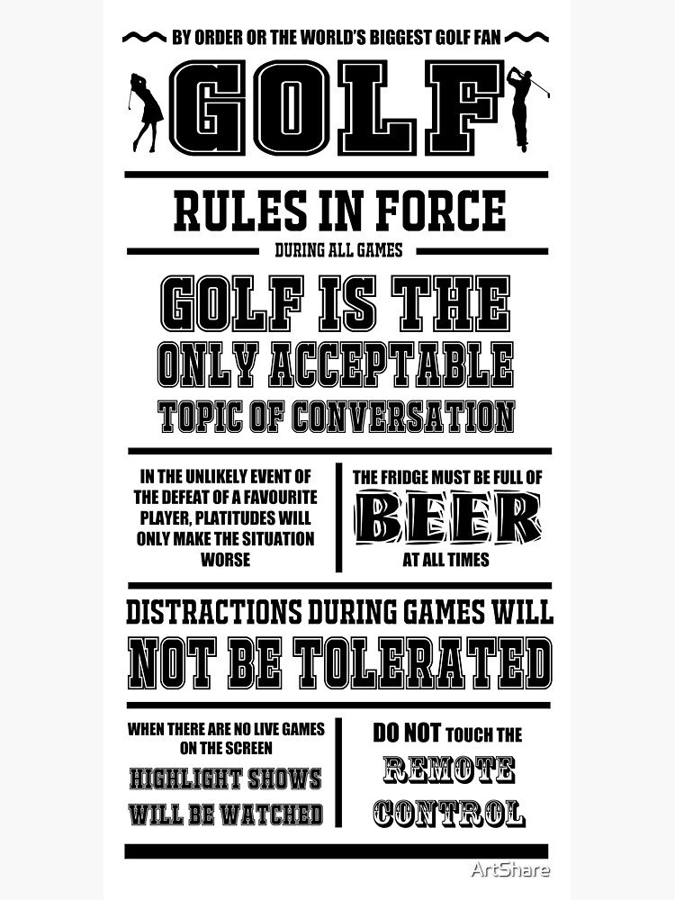 "Funny Golf Rules Print" Sticker for Sale by ArtShare Redbubble