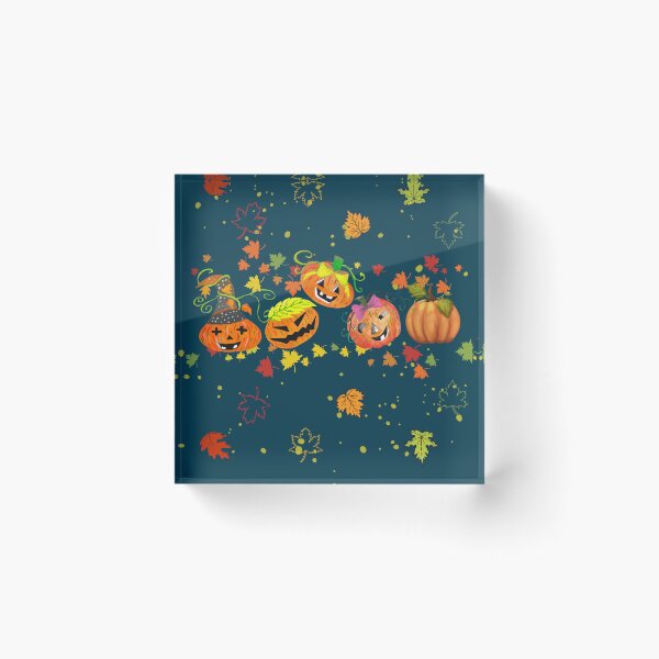 Item preview, Autumn Equinox - Happy Pumpkins Dancing Through Fall Leaves designed and sold by ttsayt1earth.