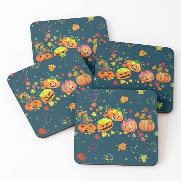 Item preview, Autumn Equinox - Happy Pumpkins Dancing Through Fall Leaves designed and sold by ttsayt1earth.