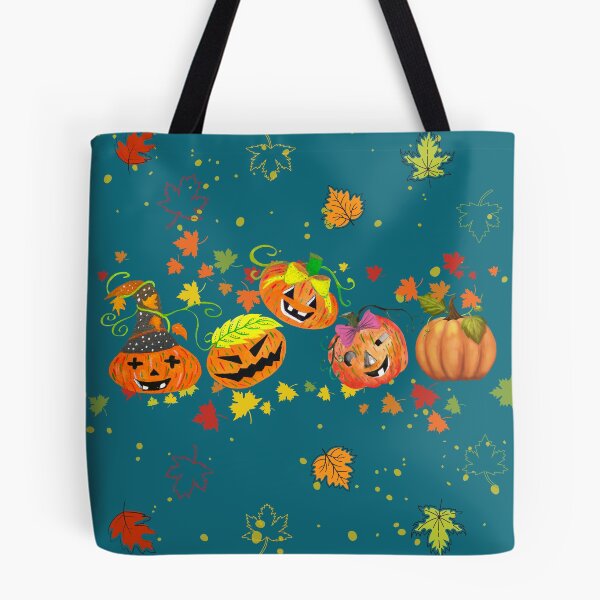 Item preview, Autumn Equinox - Happy Pumpkins Dancing Through Fall Leaves designed and sold by ttsayt1earth.