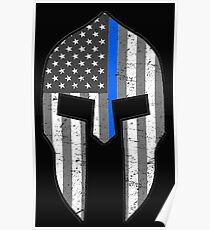American Spartan Thin Blue Line Poster